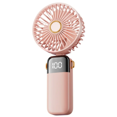 OEM - Kraftfull Handhållen Fläkt med Digital Skärm 1200mAh - Rosa
