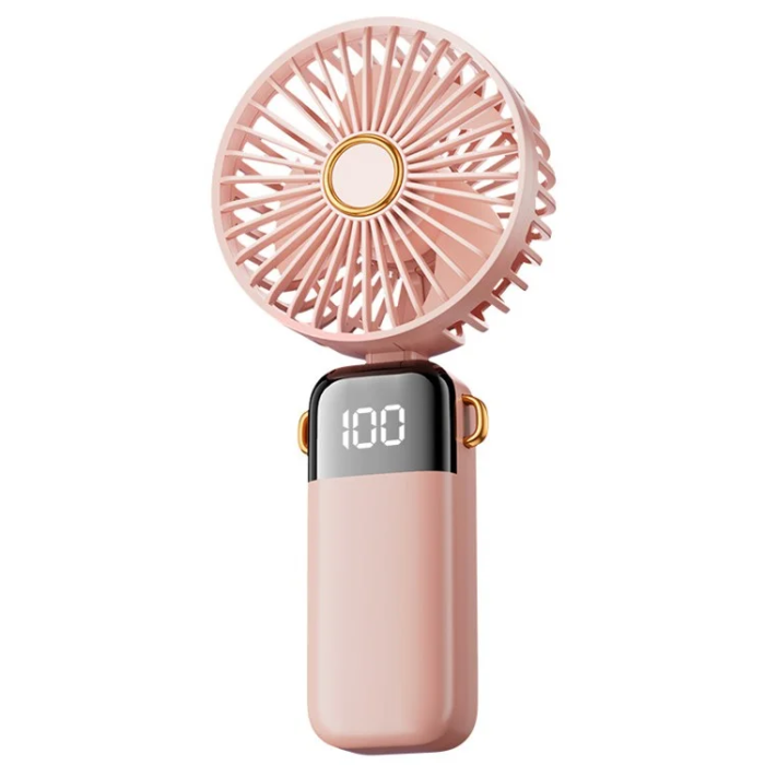 OEM - Kraftfull Handhållen Fläkt med Digital Skärm 1200mAh - Rosa