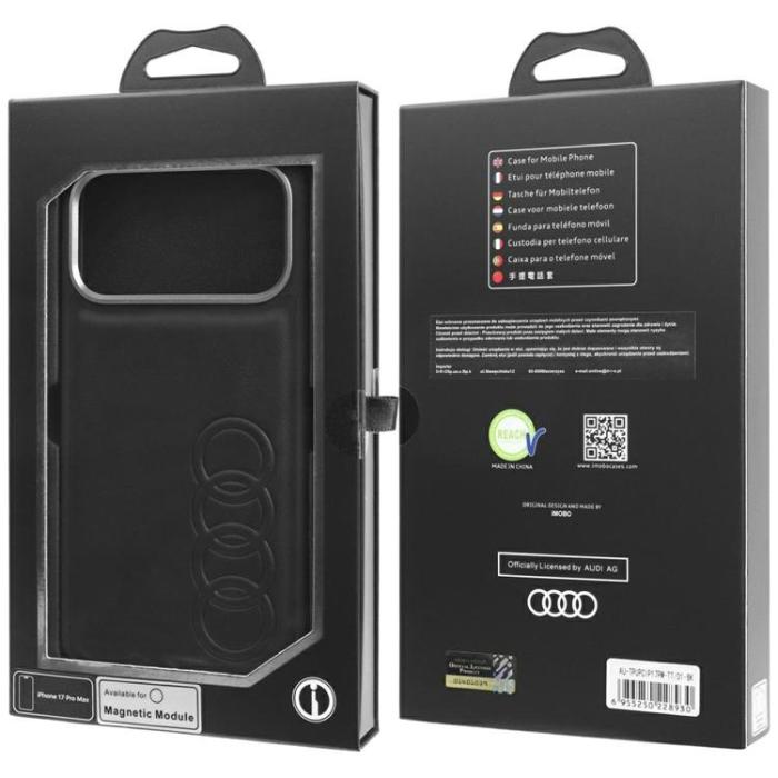 Audi - Audi iPhone 17 Pro Max Mobilskal MagSafe TT Syntetiskt Läder - Svart
