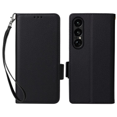 A-One Brand - Sony Xperia 1 VII Plånboksfodral Litchi Texture Med Rem 