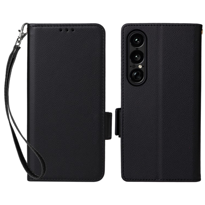 A-One Brand - Sony Xperia 1 VII Plånboksfodral Litchi Texture Med Rem 