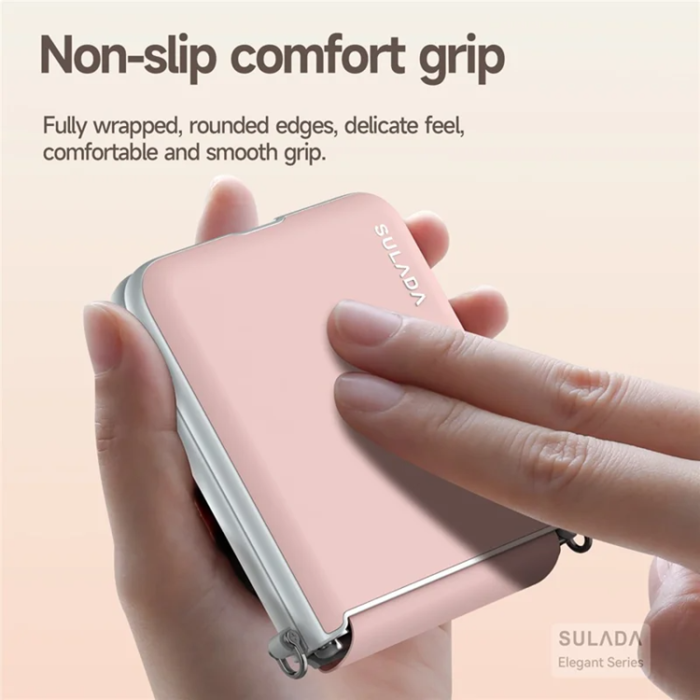 SULADA - SULADA Galaxy Z Flip 7 Mobilskal med Rem Läder - Svart