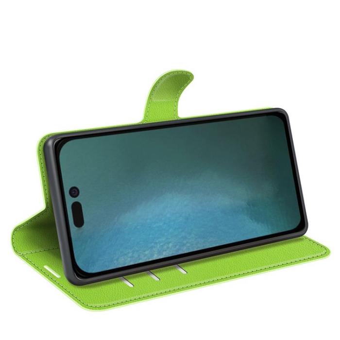 OEM - Litchi Flip iPhone 14 Plånboksfodral - Grön