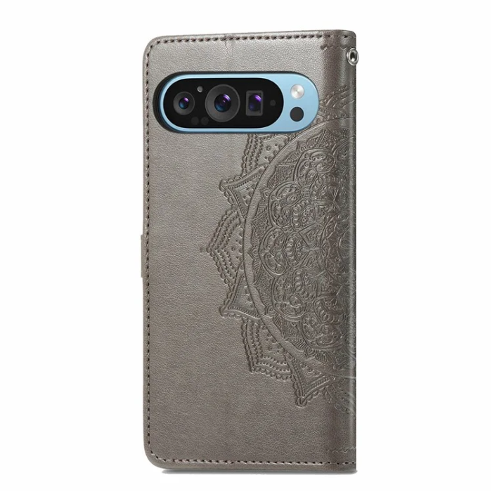 A-One Brand - Google Pixel 10/10 Pro Plånboksfodral Mandala Flower - Grå