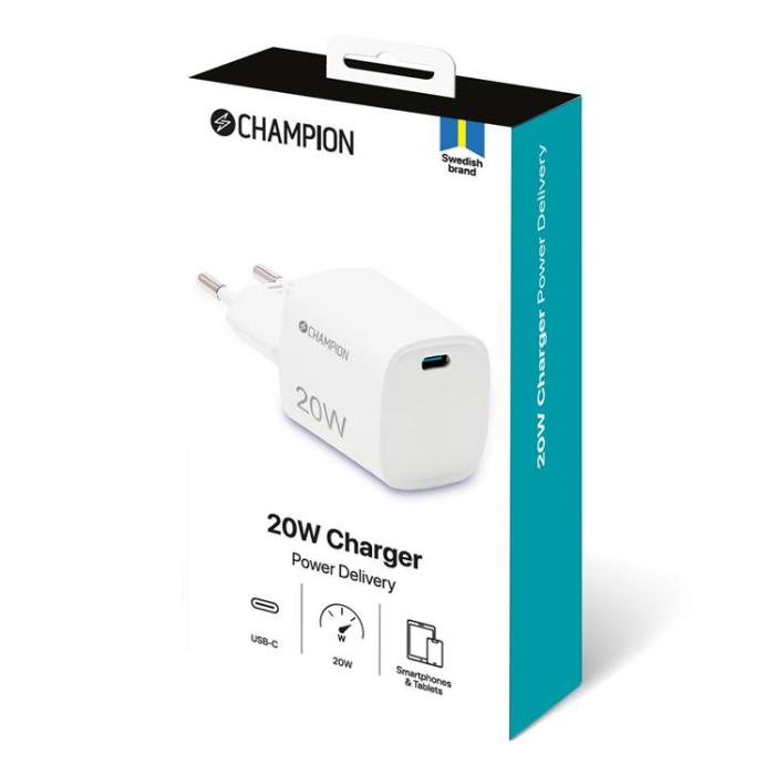 Champion - Champion Väggladdare USB-C 20W - Vit