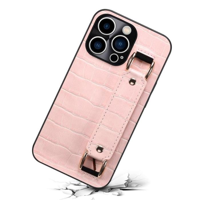 OEM - iPhone 14 Pro Max Skal Korthållare Crocodile - Rosa