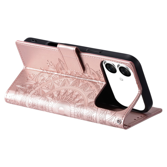 A-One Brand - Galaxy S26 Edge Plånboksfodral Imprinted Totem Läder - Roséguld