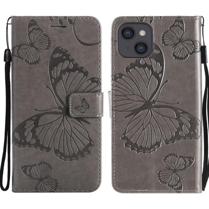 OEM - Fjärilar Plånboksfodral iPhone 13 Mini - Grå
