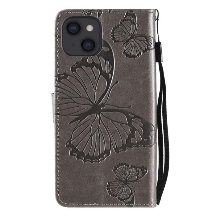 OEM - Fjärilar Plånboksfodral iPhone 13 Mini - Grå