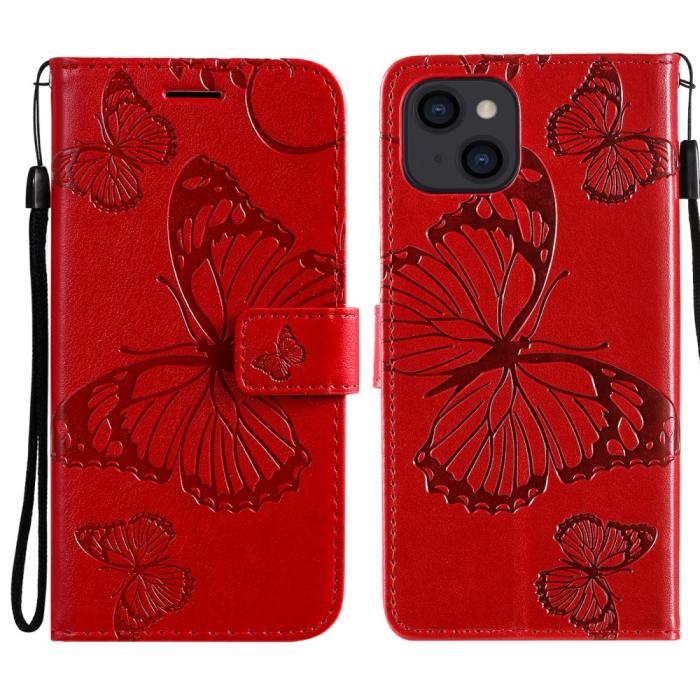 OEM - Fjärilar Plånboksfodral iPhone 13 Mini - Röd