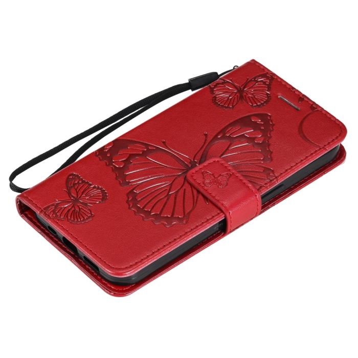 OEM - Fjärilar Plånboksfodral iPhone 13 Mini - Röd
