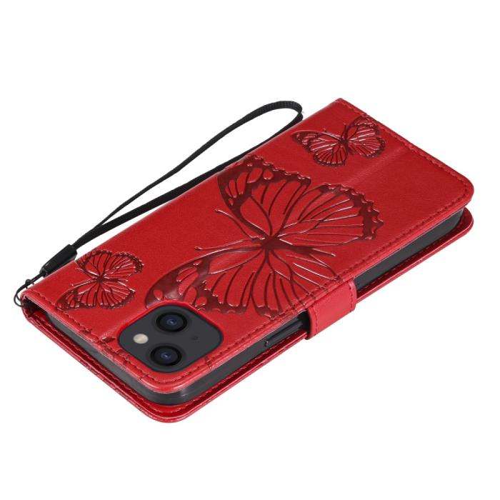OEM - Fjärilar Plånboksfodral iPhone 13 Mini - Röd