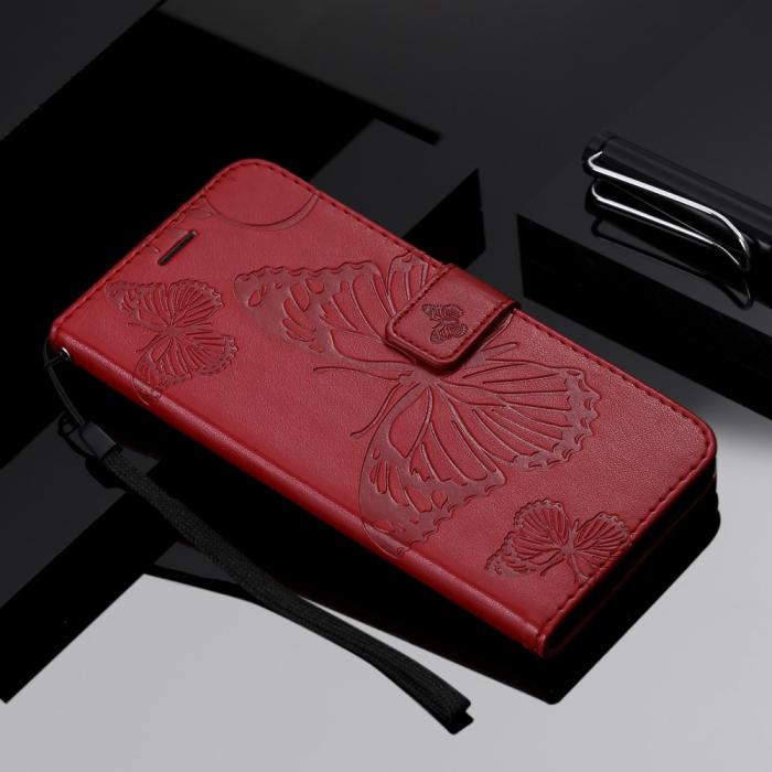 OEM - Fjärilar Plånboksfodral iPhone 13 Mini - Röd