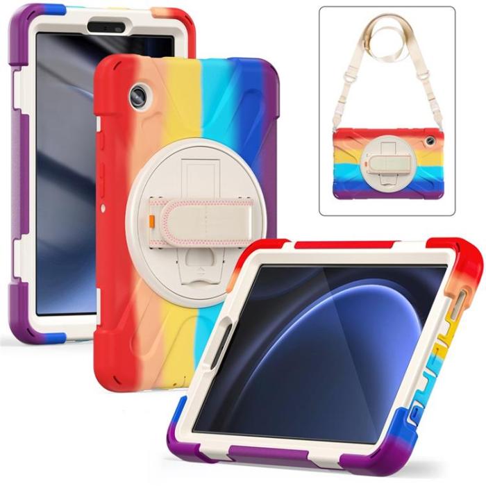 A-One Brand - Galaxy Tab A9 Skal Kickstand Handrem Med Axelrem - Färgglad Röd