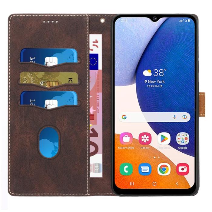 OEM - Samsung Galaxy A55 5G Plånboksfodral Konstläder Ställ - Brun
