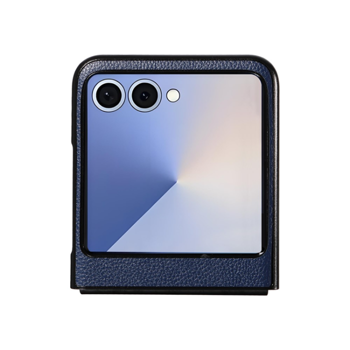 A-One Brand - Galaxy Z Flip 7 Mobilskal Litchi Texture Läder - Mörkblå