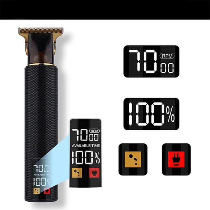 OEM - Hårklippare med display LED och Utbytbara Kammar T9 - Svart