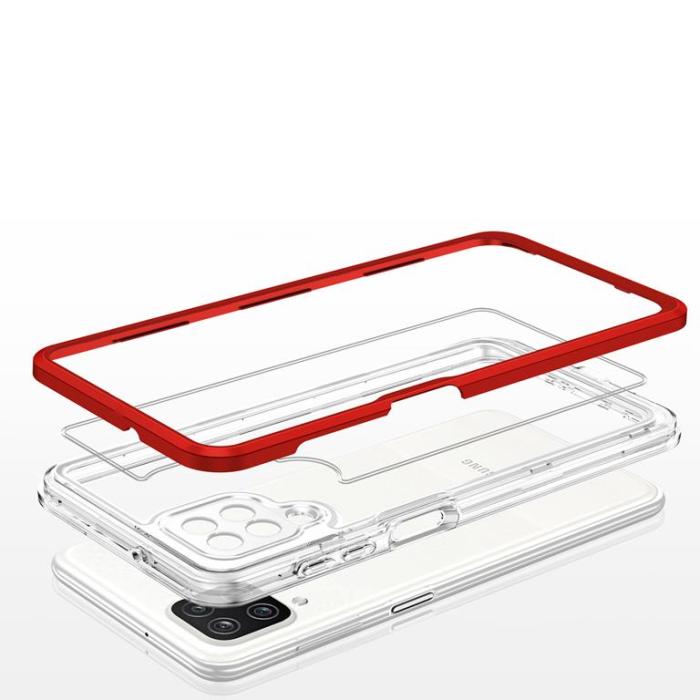 OEM - Galaxy A12 5G Skal Clear 3in1 - Röd