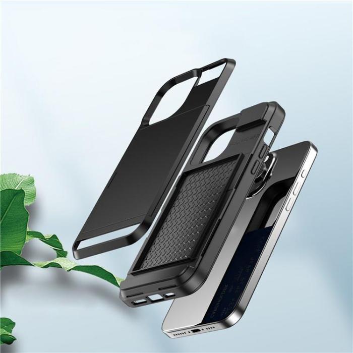 OEM - iPhone 15 Mobilskal Korthållare - Svart