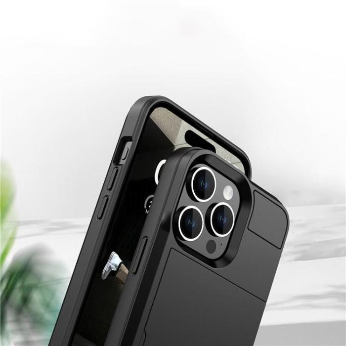 OEM - iPhone 15 Mobilskal Korthållare - Svart