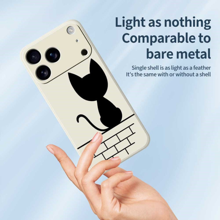 A-One Brand - iPhone 17 Pro Max Mobilskal Black Cat on the Wall - Beige