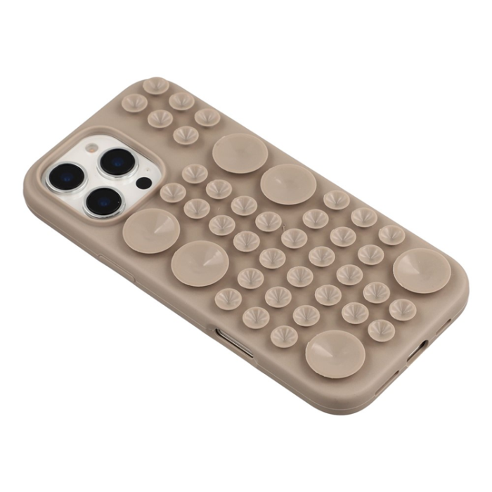 A-One Brand - iPhone 16 Pro Mobilskal Sugkopp Silikon med Tygfoder - Grå