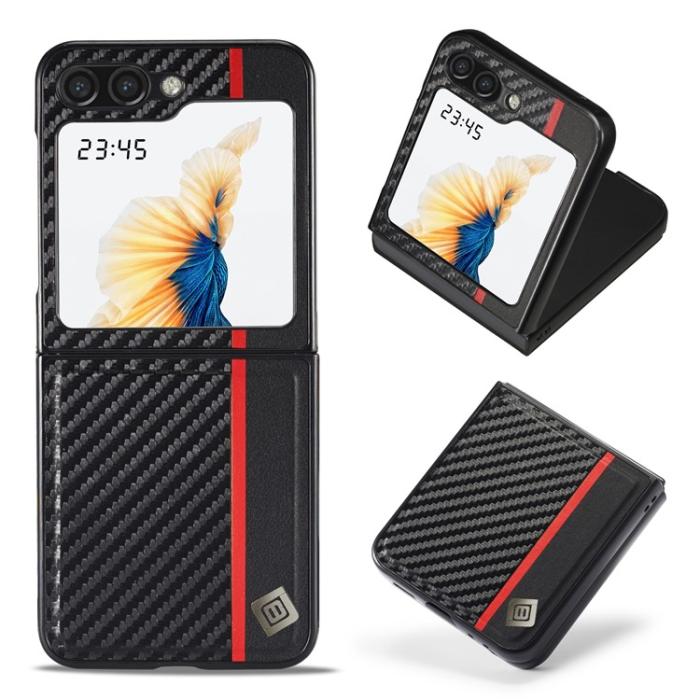 LC.imeeke - LC.IMEEKE Galaxy Z Flip 5 Mobilskal Carbon Fiber - Svart