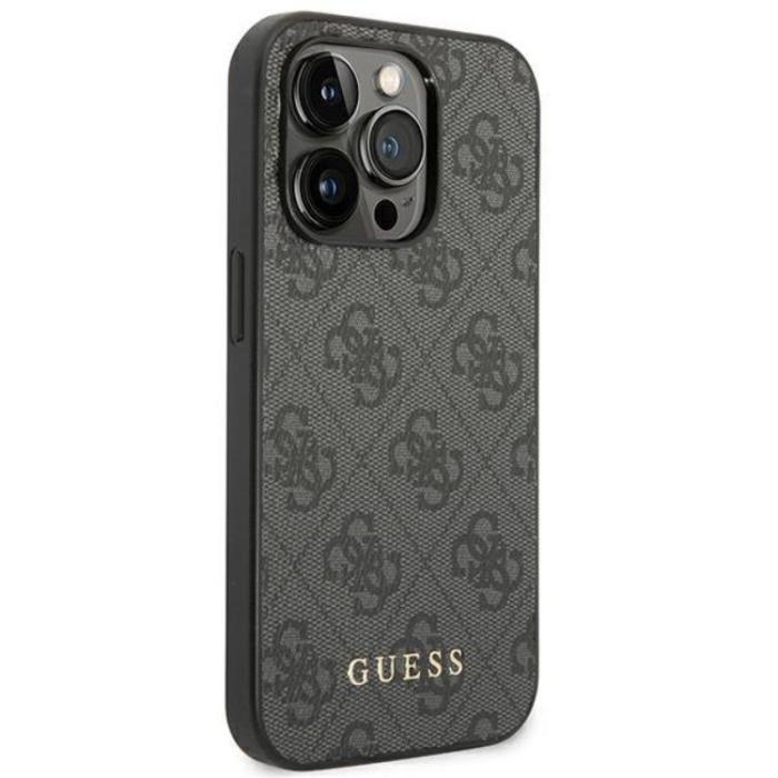 Guess - Guess iPhone 14 Pro Mobilskal Metall Gold Logo - Grå