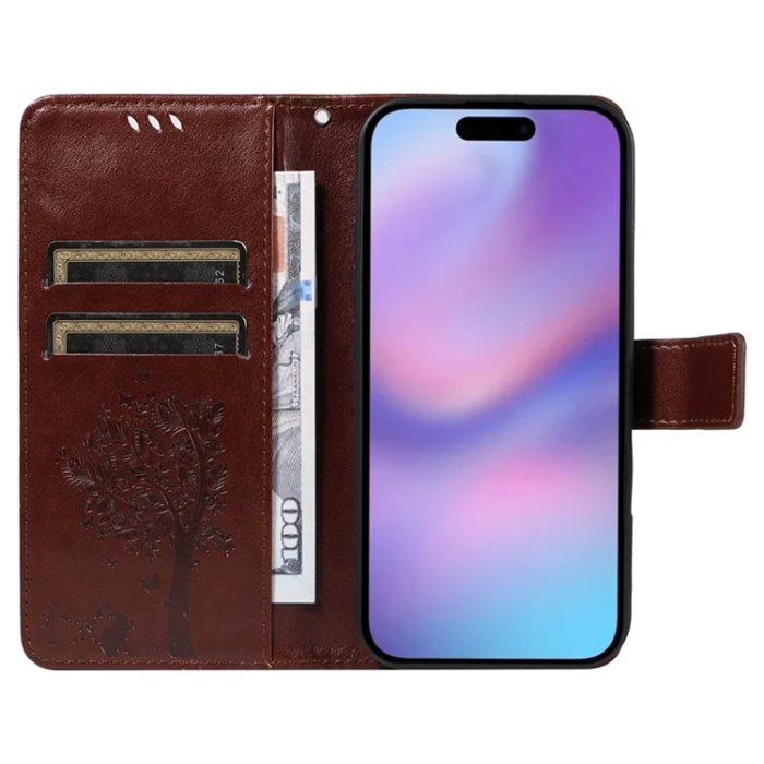 A-One Brand - iPhone 17 Plånboksfodral Tree Pattern - Coffee