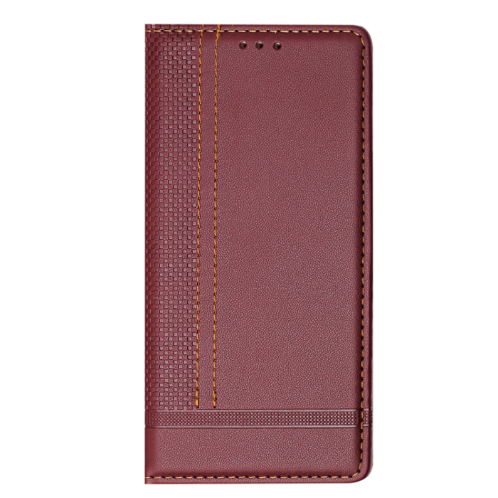 A-One Brand - iPhone 17 Air Plånboksfodral Kickstand Grid Pattern - Wine Röd