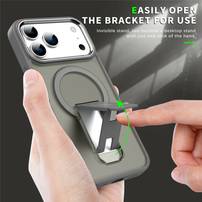 A-One Brand - iPhone 17 Pro Mobilskal MagSafe PC+TPU med Kickstand - Lila