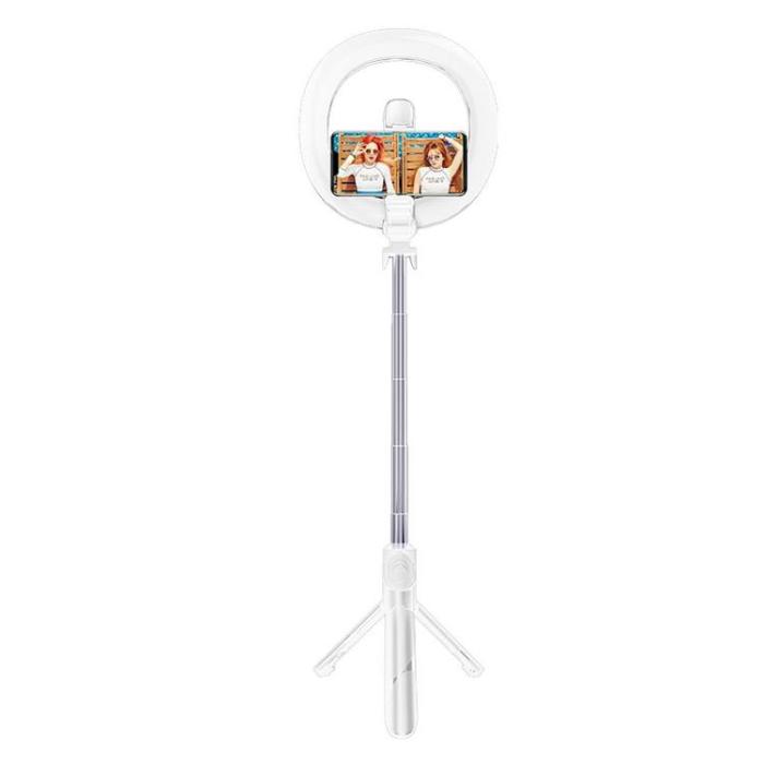 OEM - LED Ring light Tripod/Selfiestick med fjärrkontroll - Vit