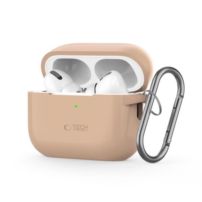 Tech-Protect - Tech-Protect Apple Airpods Pro 1/2 Skal Silikon Hook - Cafe Latte