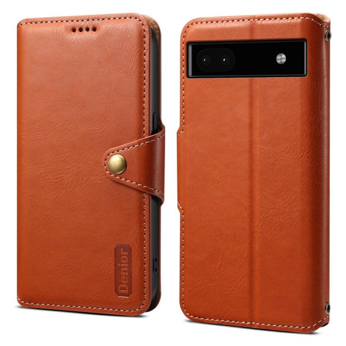 DENIOR - DENIOR Google Pixel 6a Plånboksfodral Konstläder - Brun