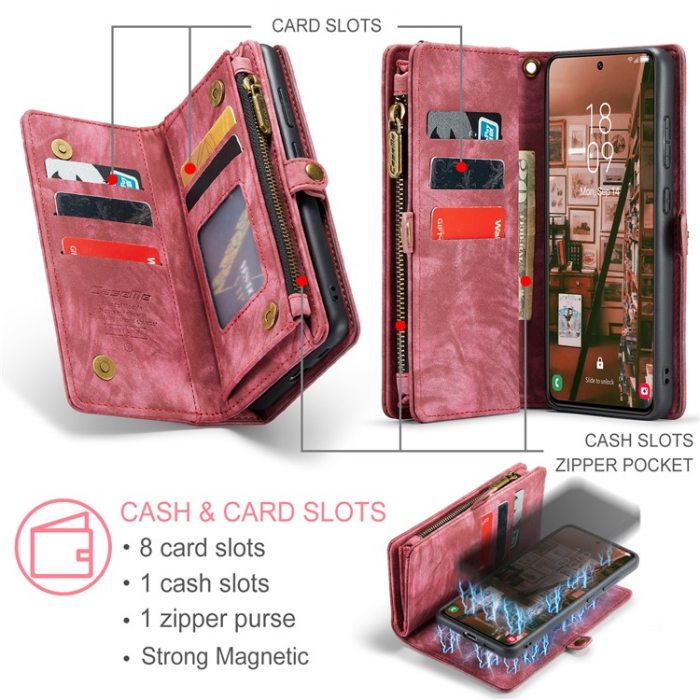 Caseme - Caseme Galaxy S23 Plånboksfodral Detachable - Röd