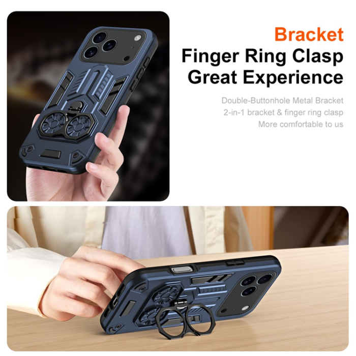 A-One Brand - iPhone 17 Pro Max Mobilskal Ringhållare Kickstand - Blå