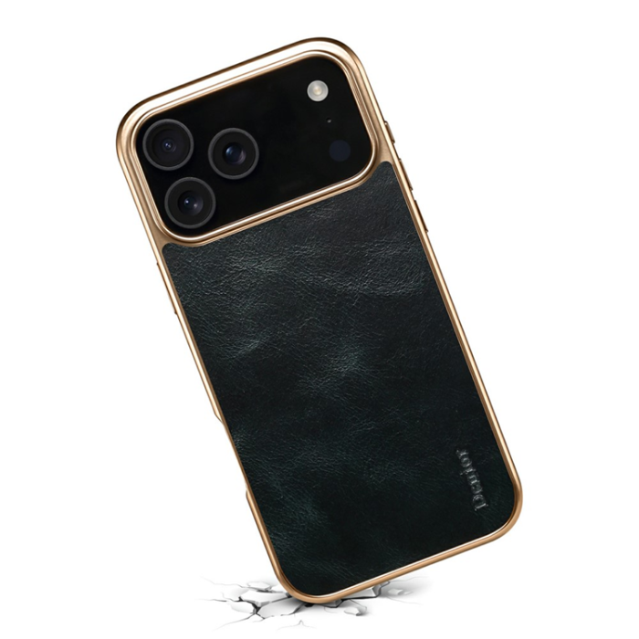 DENIOR - DENIOR iPhone 17 Pro Mobilskal Äkta Läder Electroplating - Blå