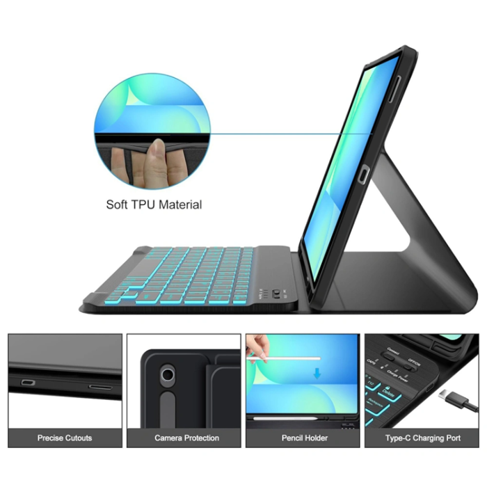 Tech-Protect - Tech-Protect Galaxy Tab S10 FE Plus Fodral med Tangentbord - Svart