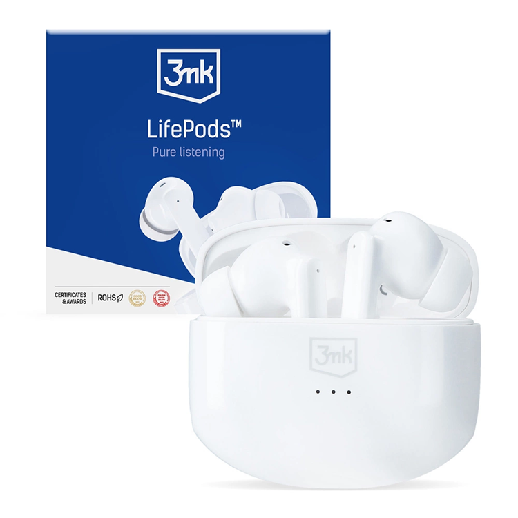 3MK In-Ear Trådlösa Hörlurar Bluetooth 5.3 ANC LifePods - Vit | 505771 | AlltMobil