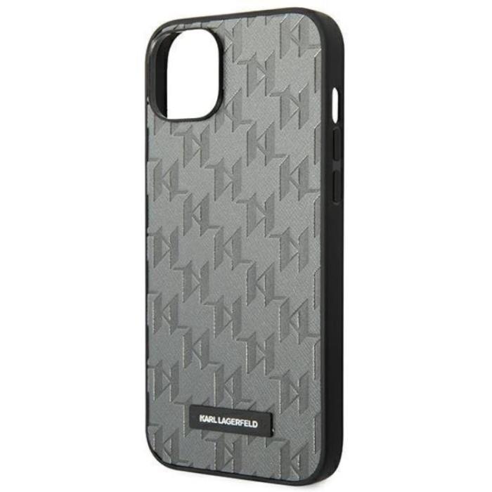 KARL LAGERFELD - Karl Lagerfeld iPhone 14 Skal Saffiano Mono Metal Logo - Grå