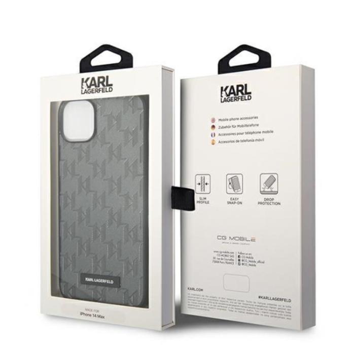 KARL LAGERFELD - Karl Lagerfeld iPhone 14 Skal Saffiano Mono Metal Logo - Grå