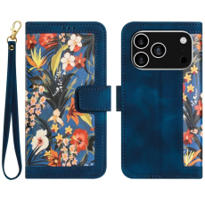 A-One Brand - iPhone 17 Pro Pl&aring;nboksfodral Floral Konstl&auml;der - Bl&aring;