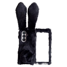A-One Brand - Galaxy Z Fold7 5G Mobilskal Bunny Ears Plush H&aring;rd PC - Svart