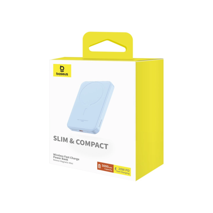 BASEUS - Baseus Powerbank 5000mAh 20W Mini Med USB-C Kabel - Blå