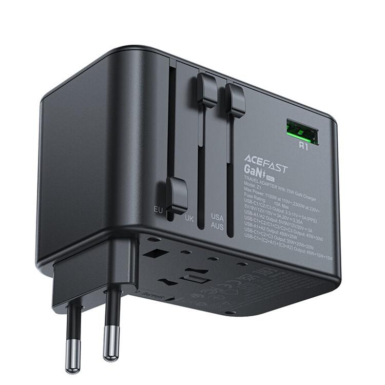 Acefast Reseladdare Adaptrar 3x USB-C/2x USB-A - Svart | 505295 | AlltMobil