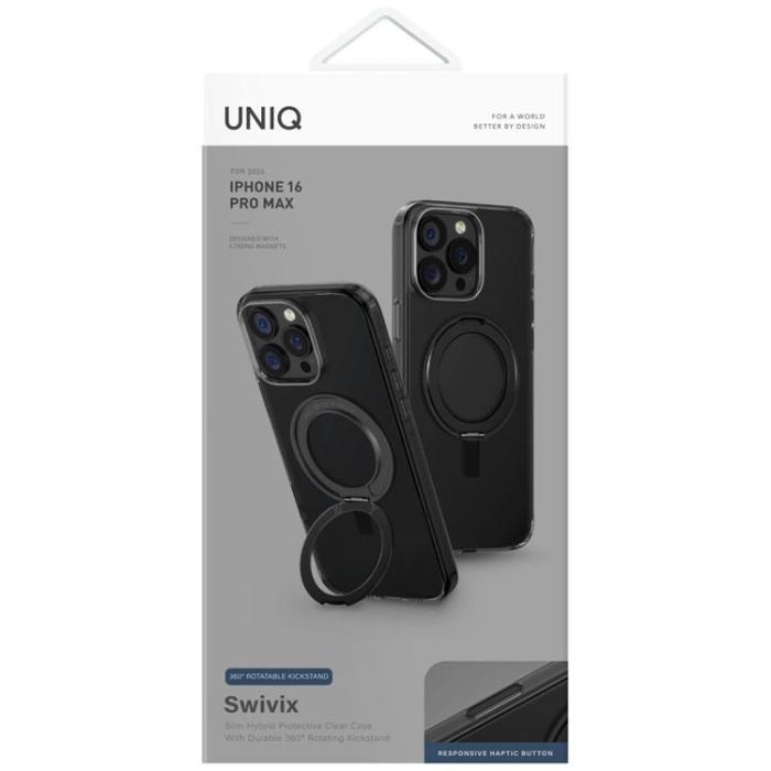 UNIQ - UNIQ iPhone 16 Pro Max Mobilskal Swivix 360 Kickstand - Svart