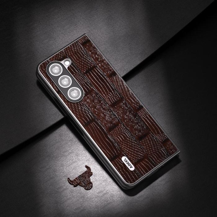 ABEEL - ABEEL Samsung Galaxy Z Fold5 Plånboksfodral Mahjong Textur Brun