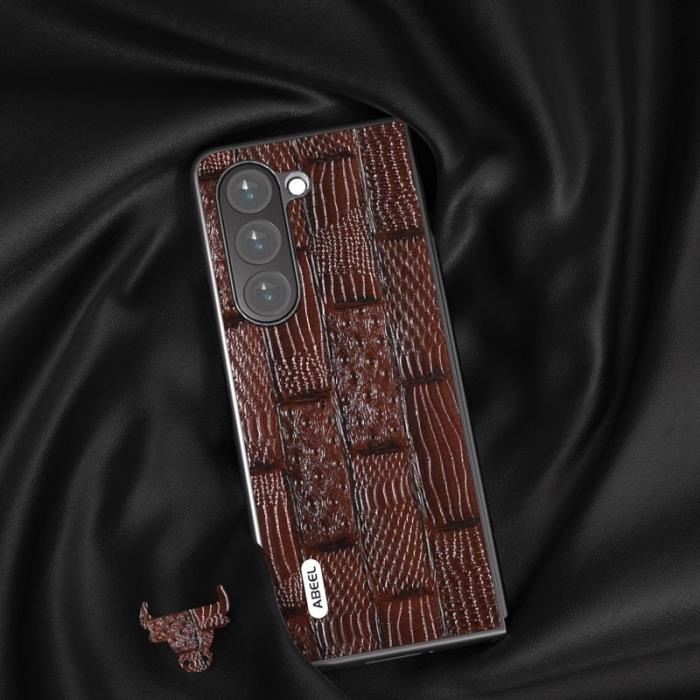 ABEEL - ABEEL Samsung Galaxy Z Fold5 Plånboksfodral Mahjong Textur Brun