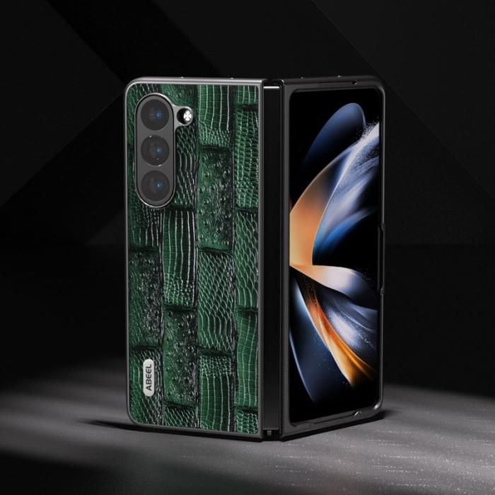 ABEEL - ABEEL Samsung Galaxy Z Fold5 Plånboksfodral Mahjong Textur Grön