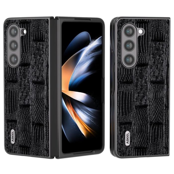 ABEEL - ABEEL Samsung Galaxy Z Fold5 Plånboksfodral Mahjong Textur Svart